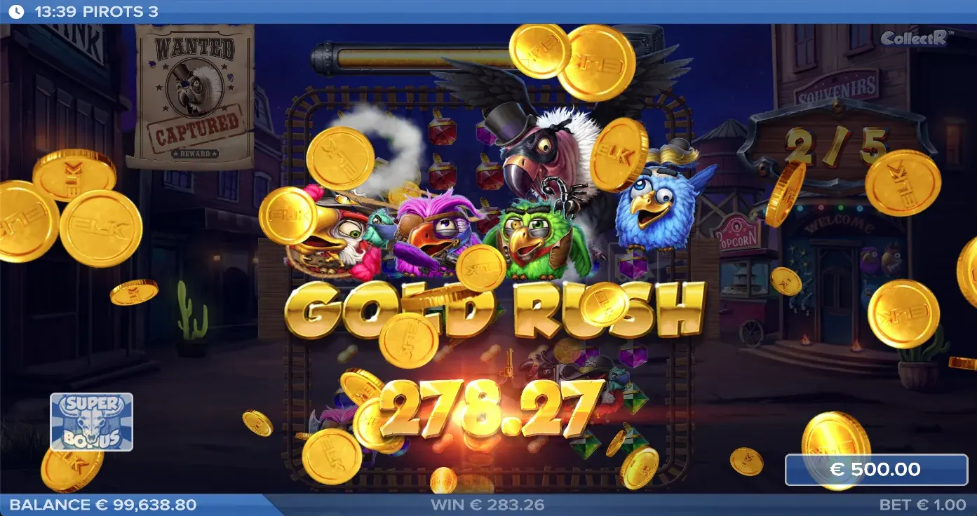 Pirots 3 Gold-Rush-Win-Screen