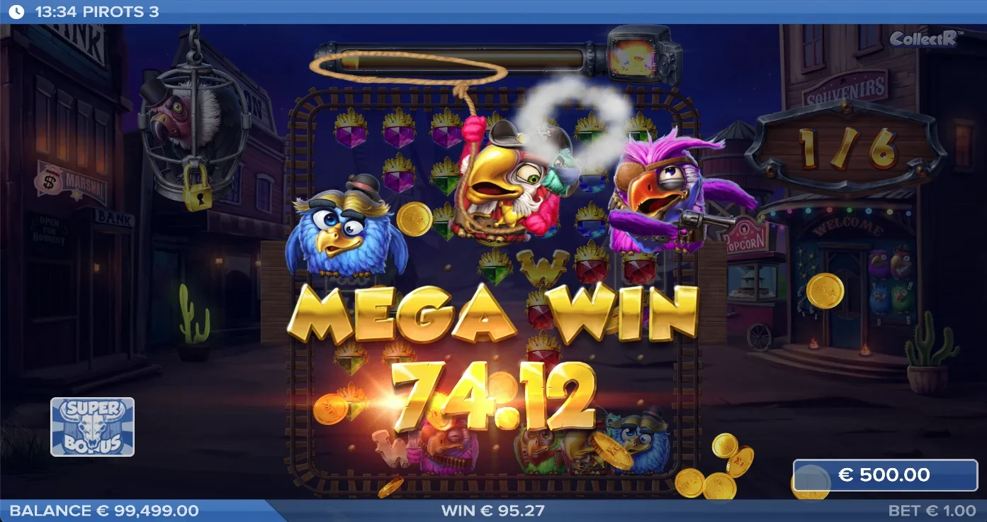 Pirots 3 Mega-Win-Screen
