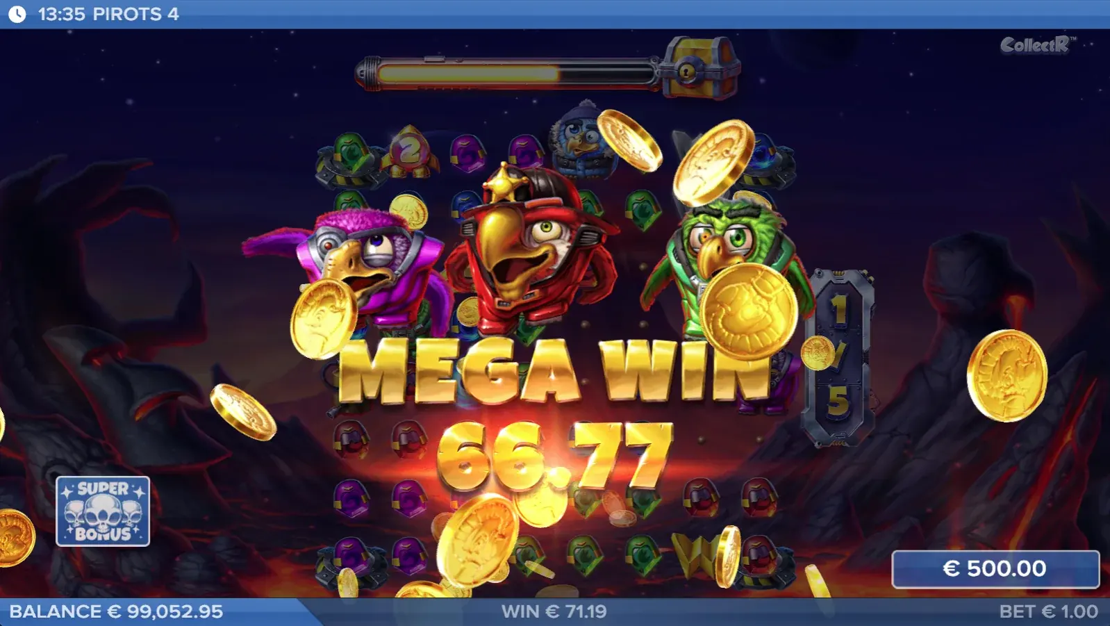 Pirots 4 Inferno Mega-Win-Screen