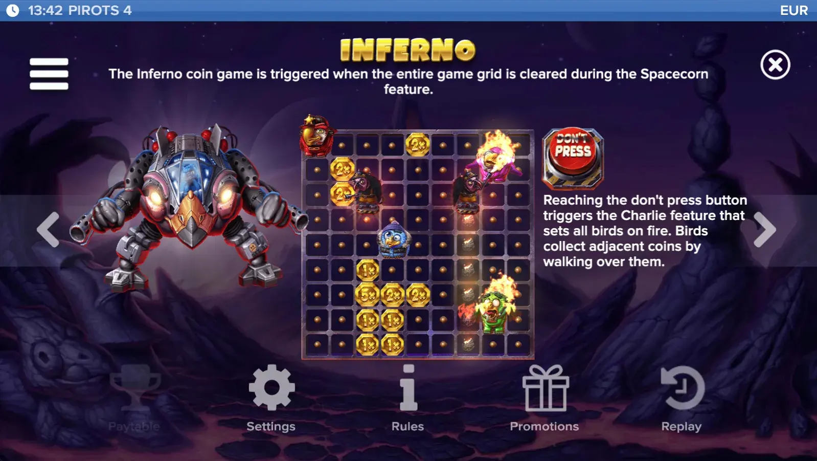 Pirots 4 Inferno Auszahlungstabelle Stufe 7