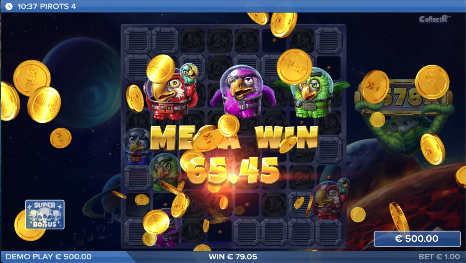 Pirots 4 Lost in Space Mega-Win-Screen