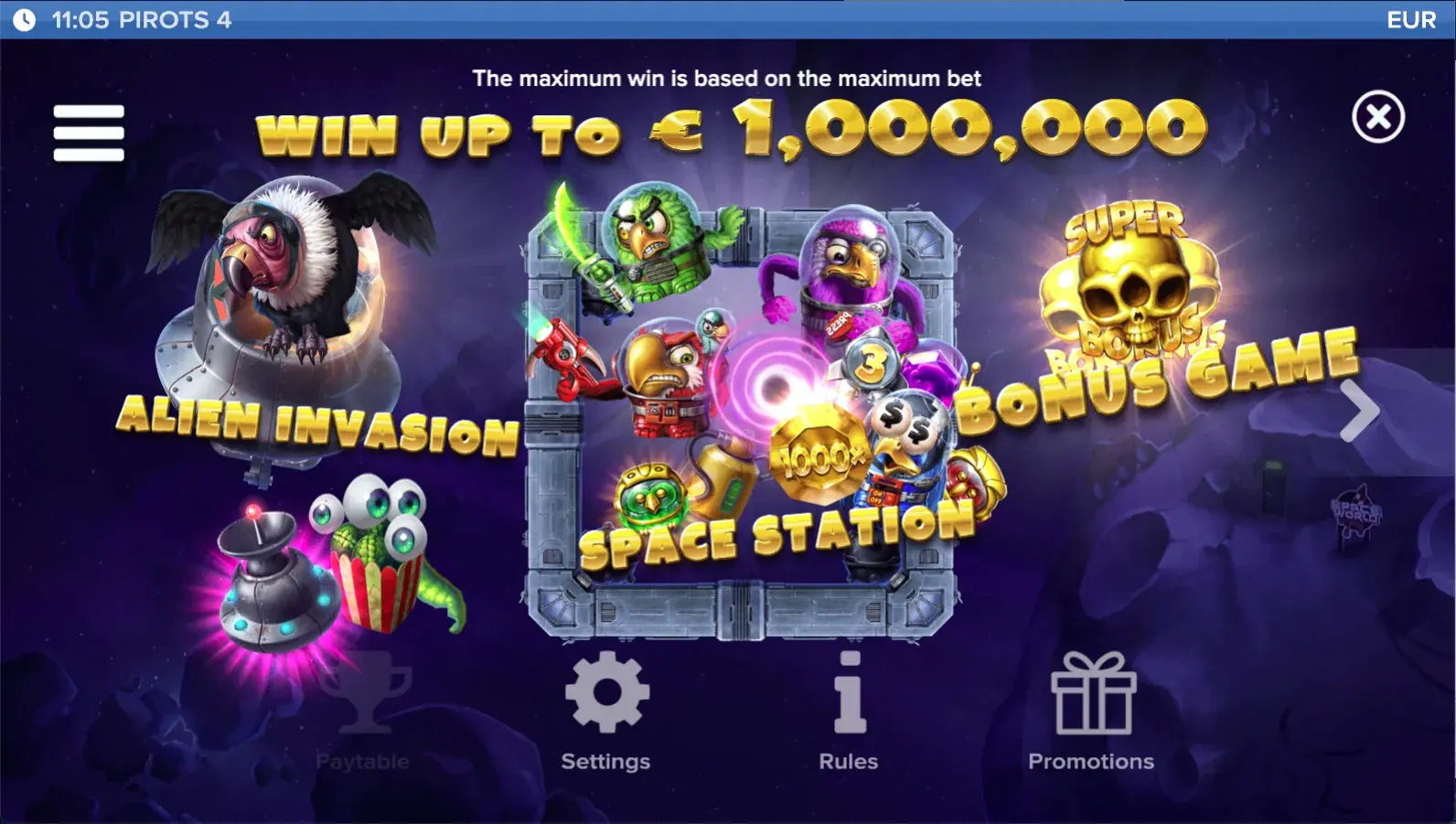 Pirots 4 Auszahlungstabelle Stufe 1 (Lost in Space)