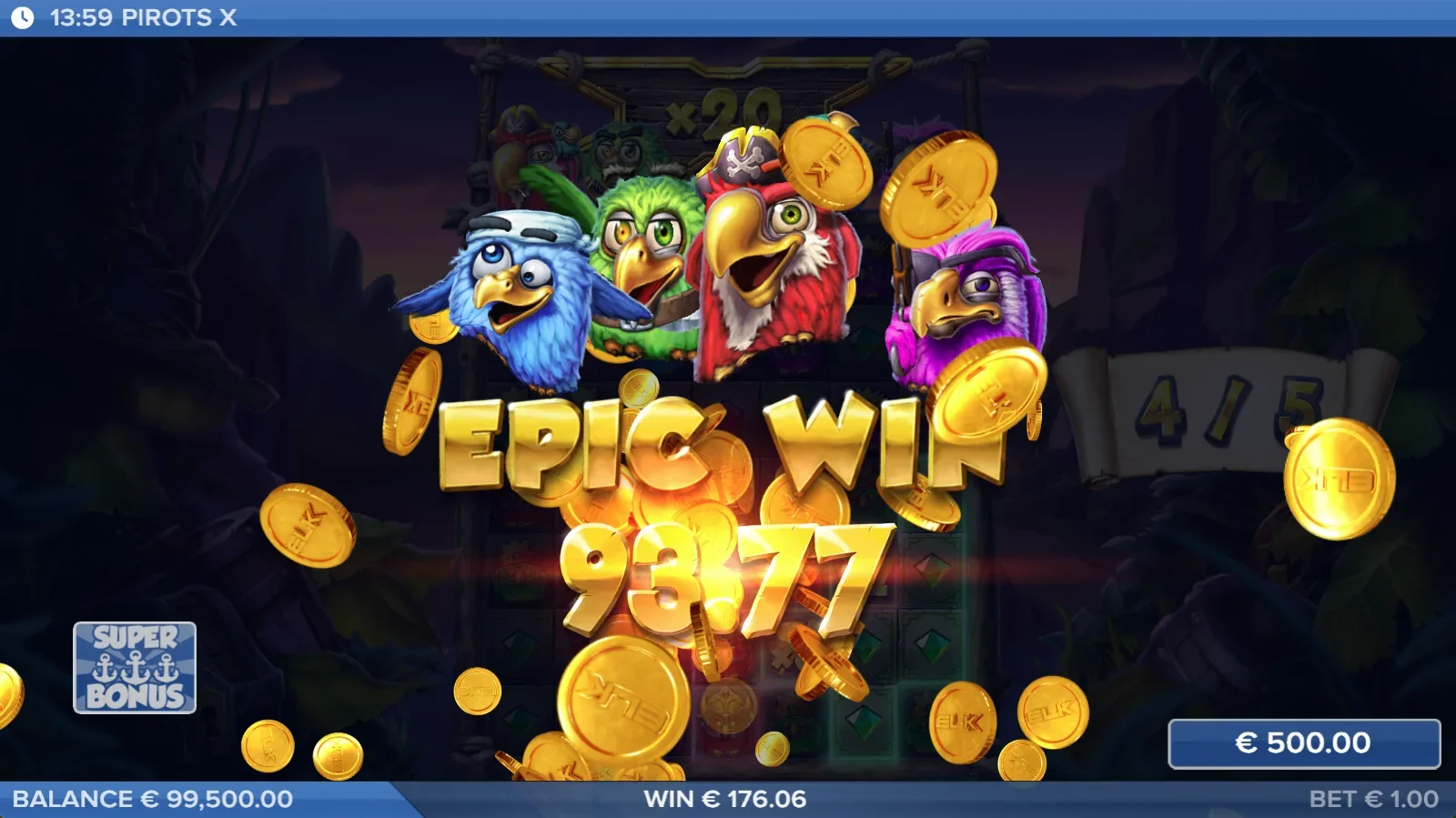 Pirots X Epic-Win-Screen mit maximaler Gewinneffekt